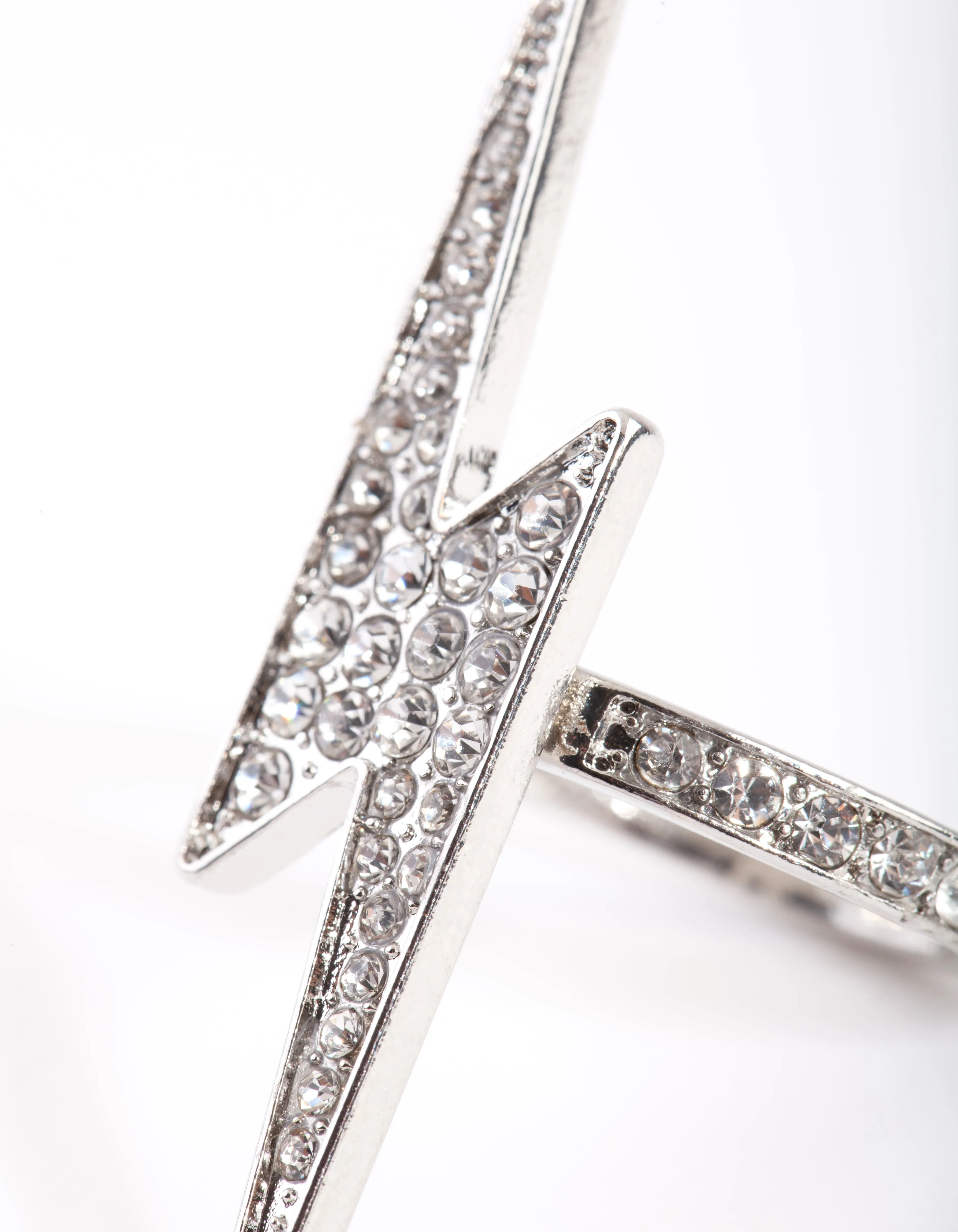 Rhodium Diamante Lightning Bolt Ring