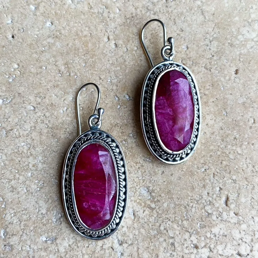 Ruby Quartz Pendant & Earring Set - Tulsi