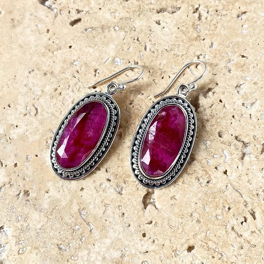 Ruby Quartz Pendant & Earring Set - Tulsi