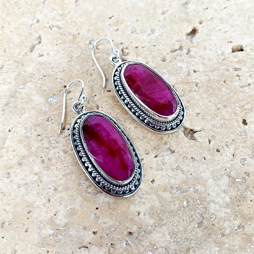 Ruby Quartz Pendant & Earring Set - Tulsi