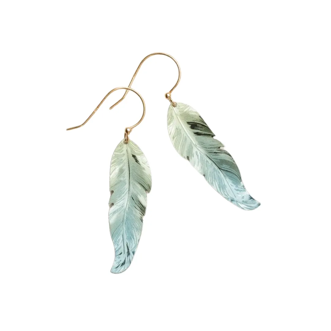 Sage Petite Free Spirit Feather Earrings