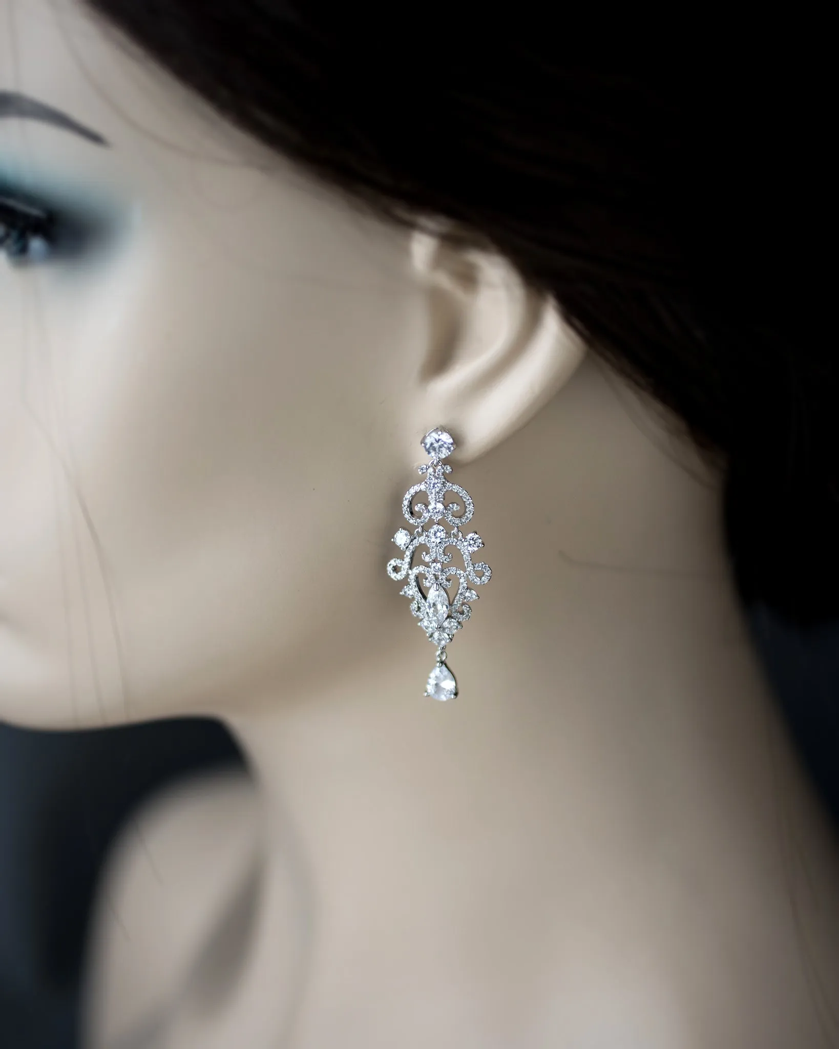 Scrolling Mini Chandelier CZ Earrings