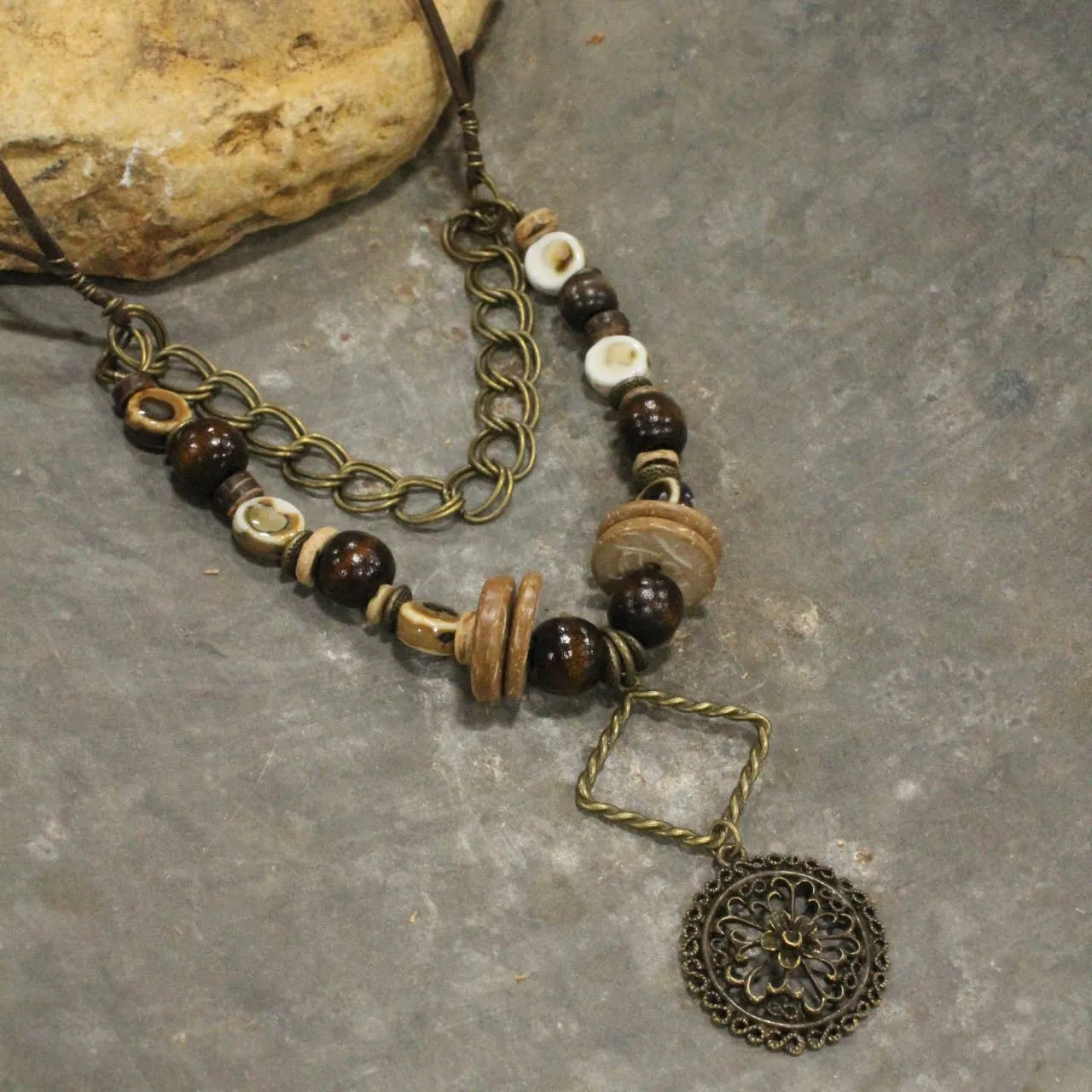 Sedona Earth Tones & Stone Layered Necklace