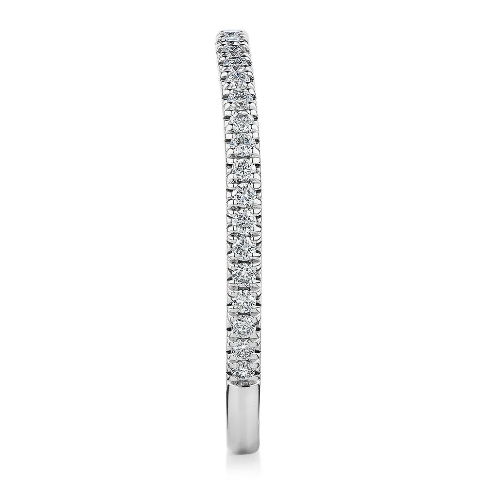 Signature Simulant Diamond 0.23 carat* TW round brilliant curved wedding or eternity band in 14 carat white gold