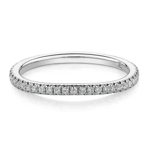 Signature Simulant Diamond 0.23 carat* TW round brilliant curved wedding or eternity band in 14 carat white gold