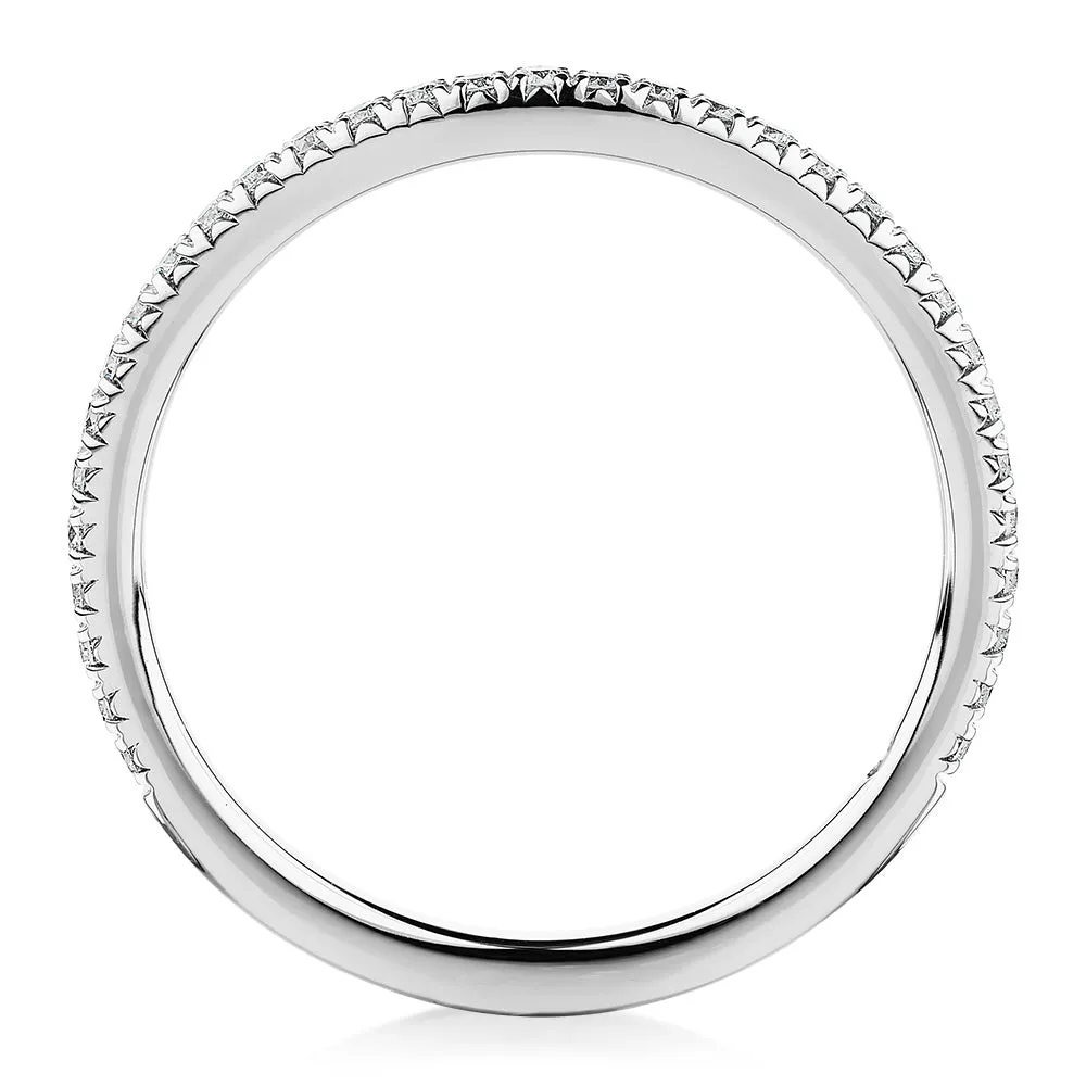 Signature Simulant Diamond 0.23 carat* TW round brilliant curved wedding or eternity band in 14 carat white gold