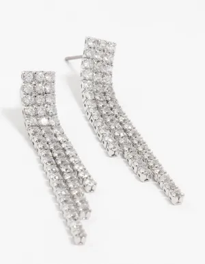 Silver Cubic Zirconia Chandelier Earrings