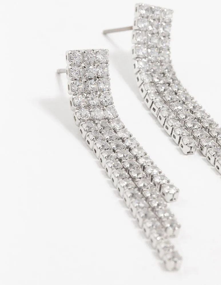 Silver Cubic Zirconia Chandelier Earrings