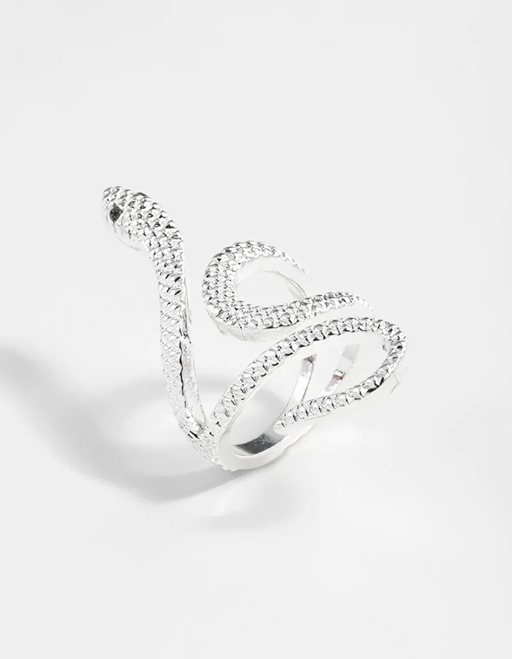 Silver Etched Snake Ring