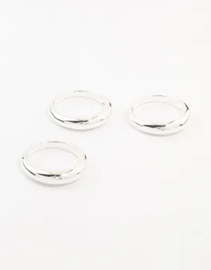 Silver Plated Medium Dome Rings 3-Pack