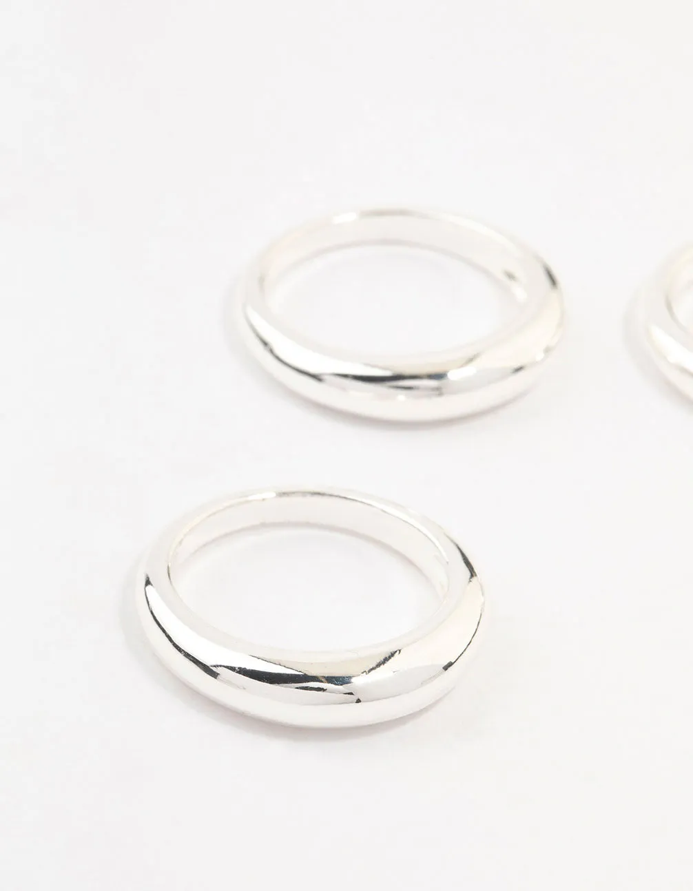 Silver Plated Medium Dome Rings 3-Pack