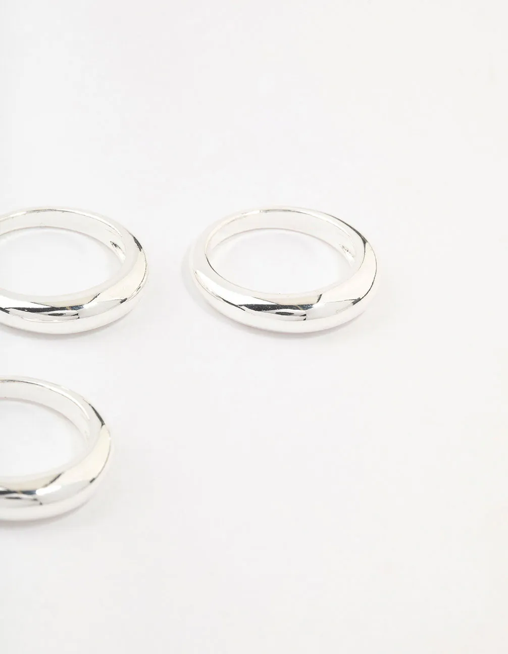 Silver Plated Medium Dome Rings 3-Pack