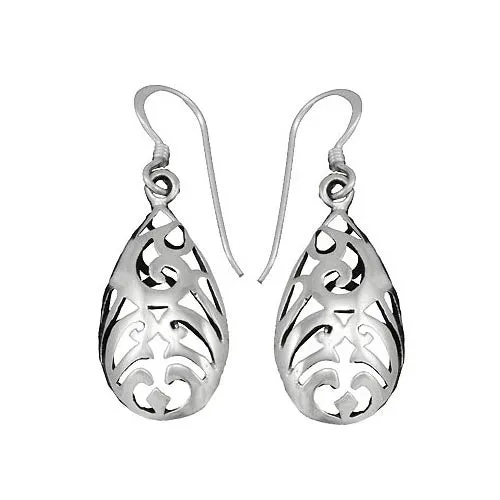 Silver Teardrop Filigree Earrings