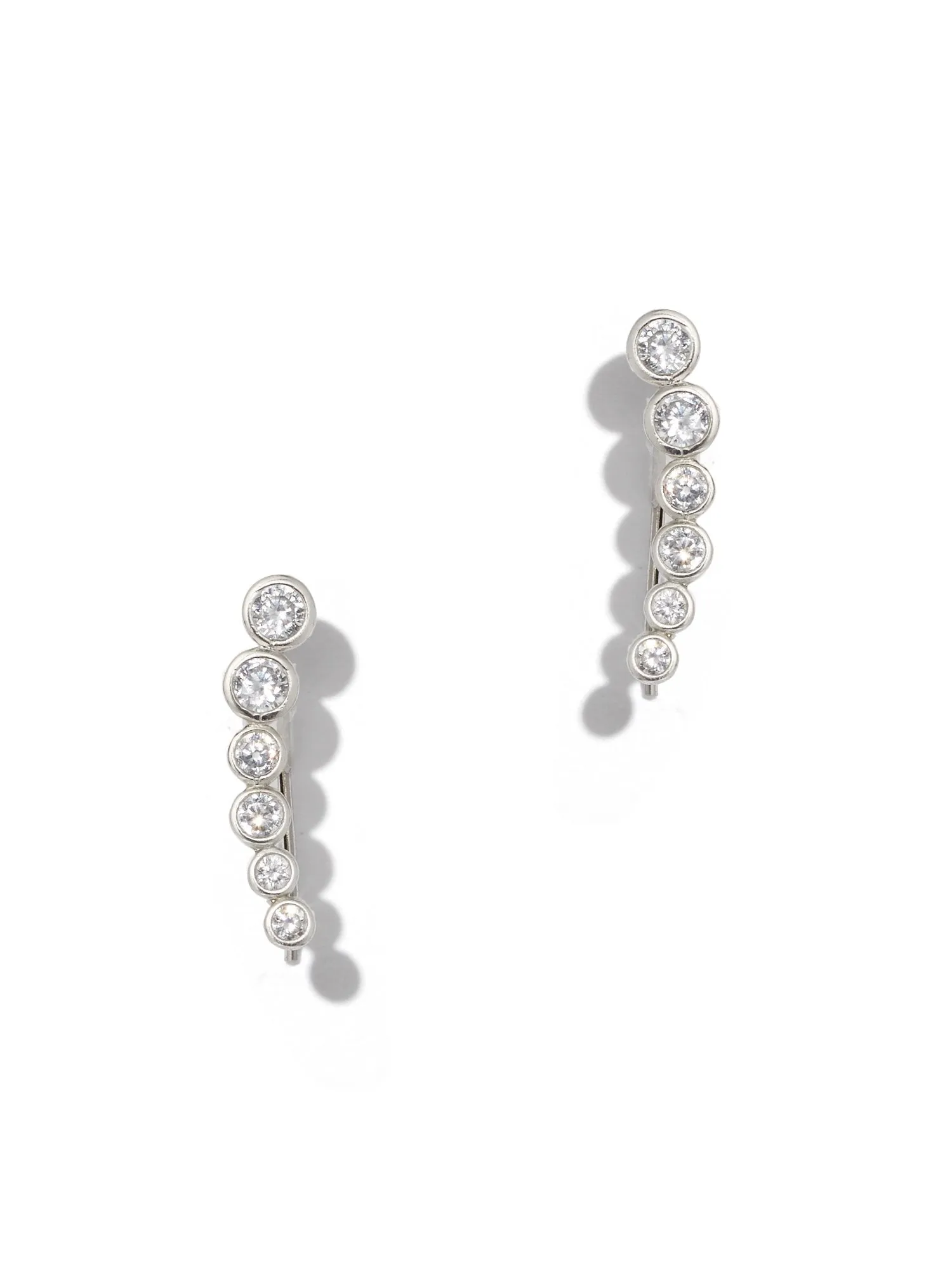 Silvertone CZ Linear Post Earring