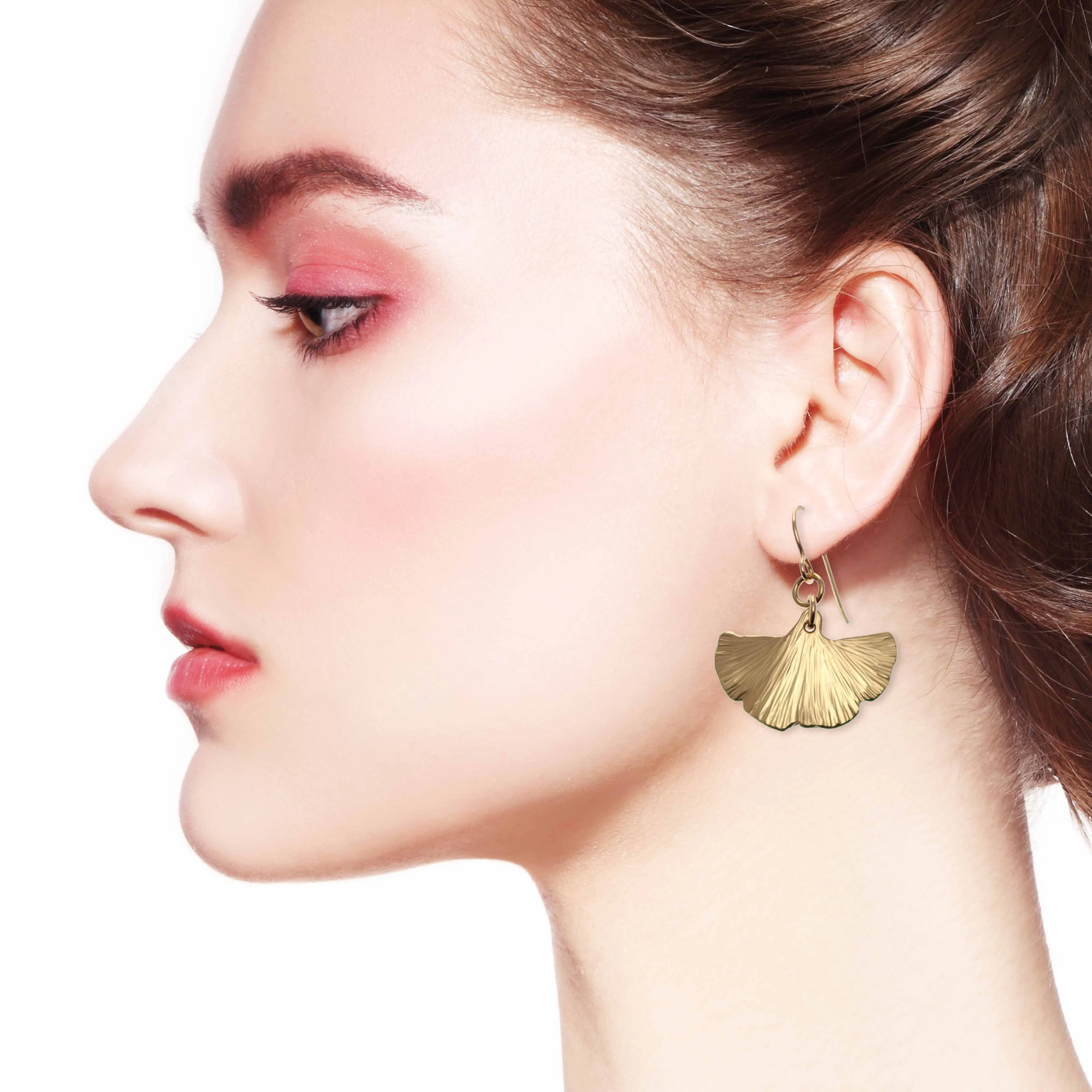 Small Bronze Ginkgo Leaf Earrings