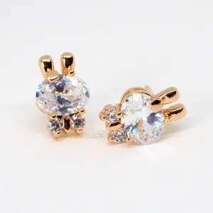 Sparkling Gold Bunny Diamante Stud Earrings