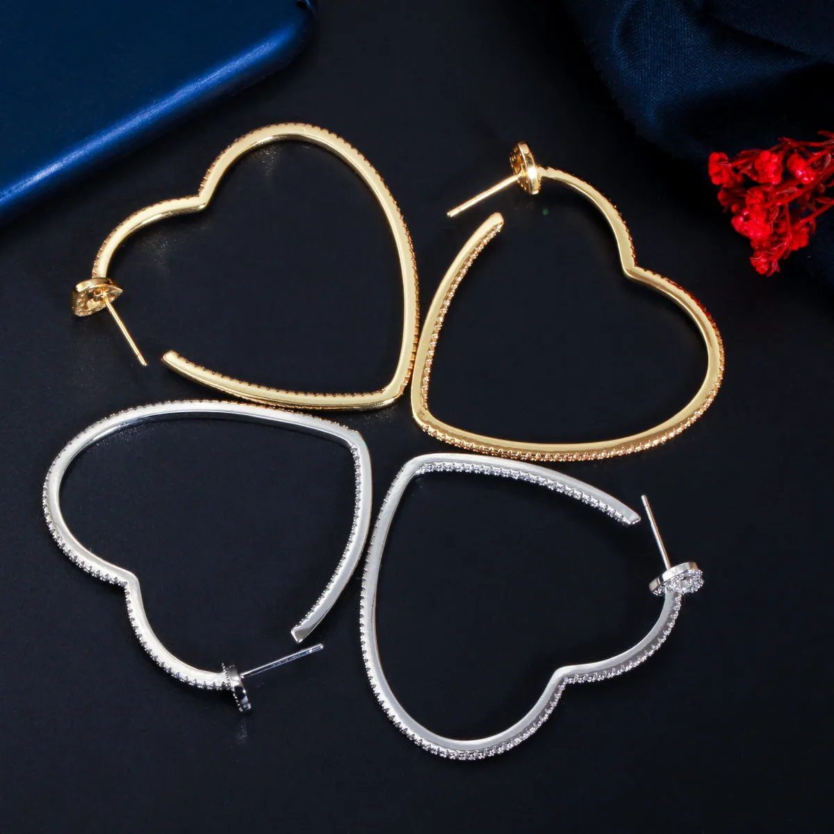 Sparkling Love Hoop Earrings