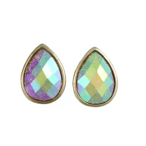 Sparkling Pink Teardrop Stud Pierced Earring - PRL851E