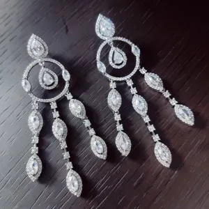 Sparkling White Rhodium Earrings