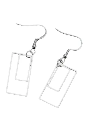 Stainless Steel Rectangular  Dangled Earrings