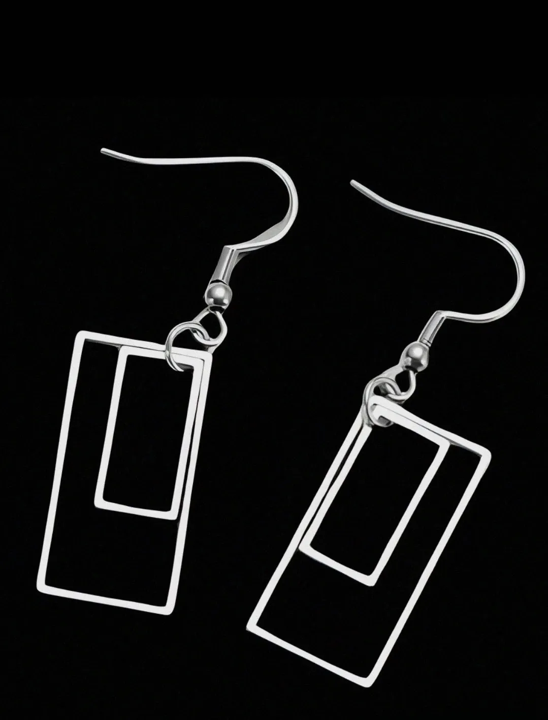 Stainless Steel Rectangular  Dangled Earrings