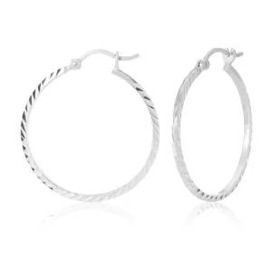 Sterling Silver 30mm Fancy Hoop Earrings