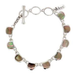 Sterling Silver Crescent Abalone Gemstone Toggle Bracelet