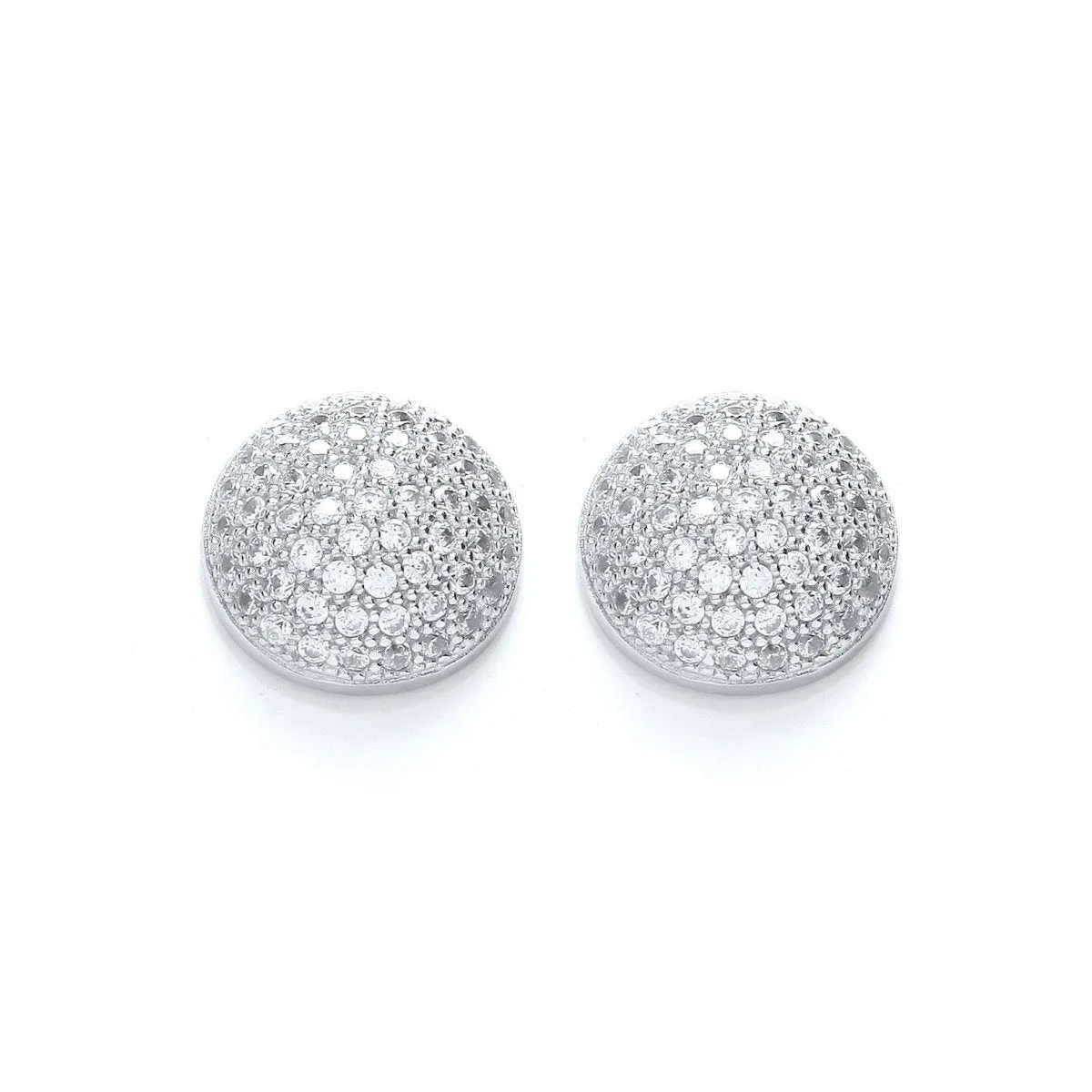 Sterling Silver Half Ball CZ Stud Earrings