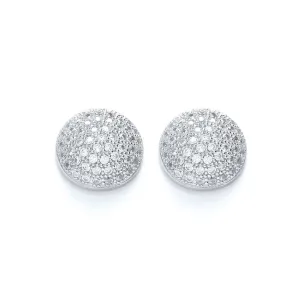 Sterling Silver Half Ball CZ Stud Earrings