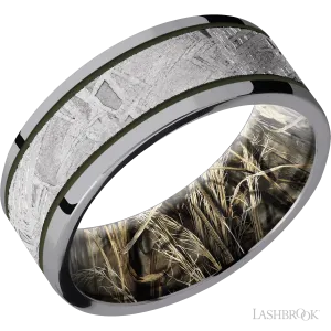 Tantalum with Polish Finish and Meteorite Inlay and RealTree Advantage Max-4 - 8MM