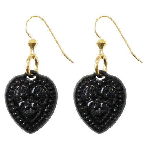 Tarina Tarantino Starlet "Lamour" Lucite Heart Pierced Earrings (Black)