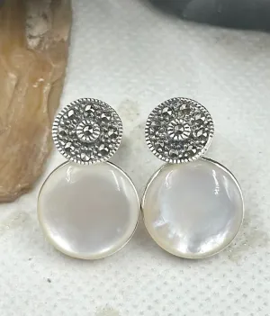 The Silver Marcasite Earrings (Mother of Pearl)