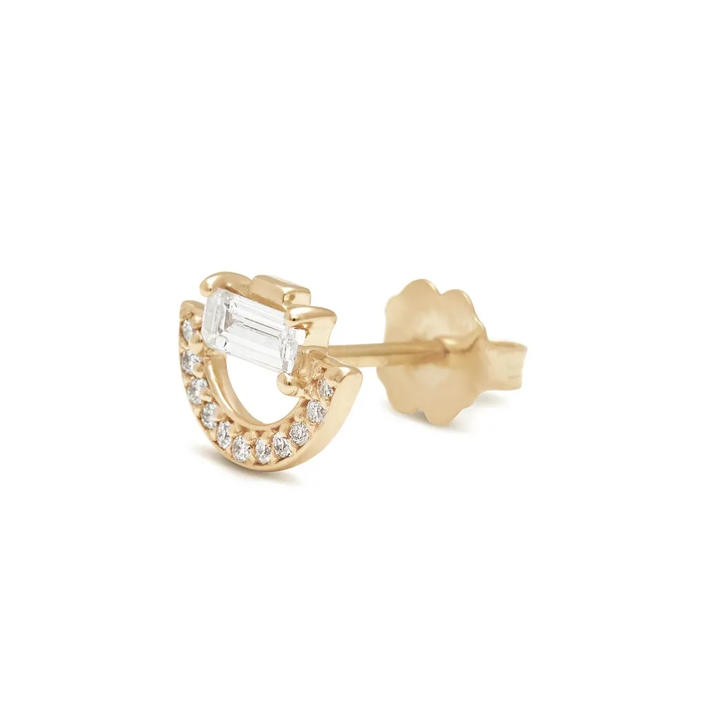 Theda Arc Stud - 14k Gold & White Diamond