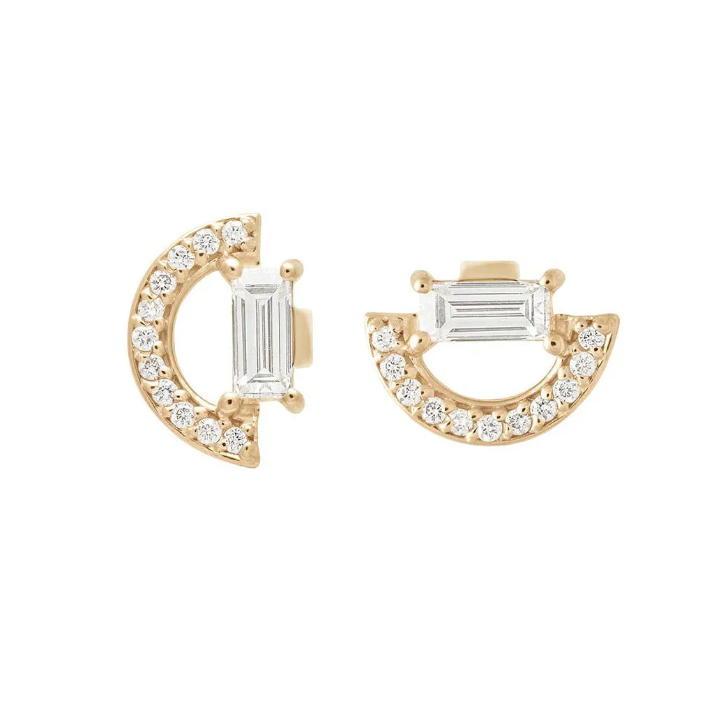 Theda Arc Stud - 14k Gold & White Diamond