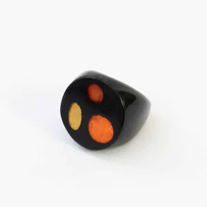 Three Dot Orange and Black Ring