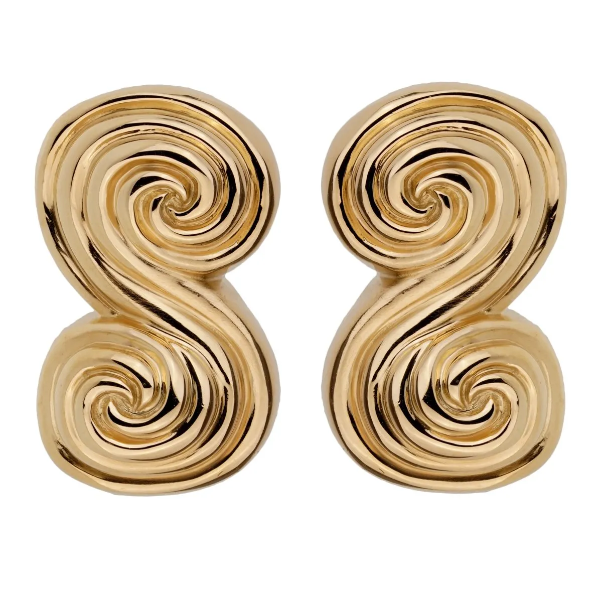 Tiffany & Co Scroll 18k Yellow Gold Clip On Earrings