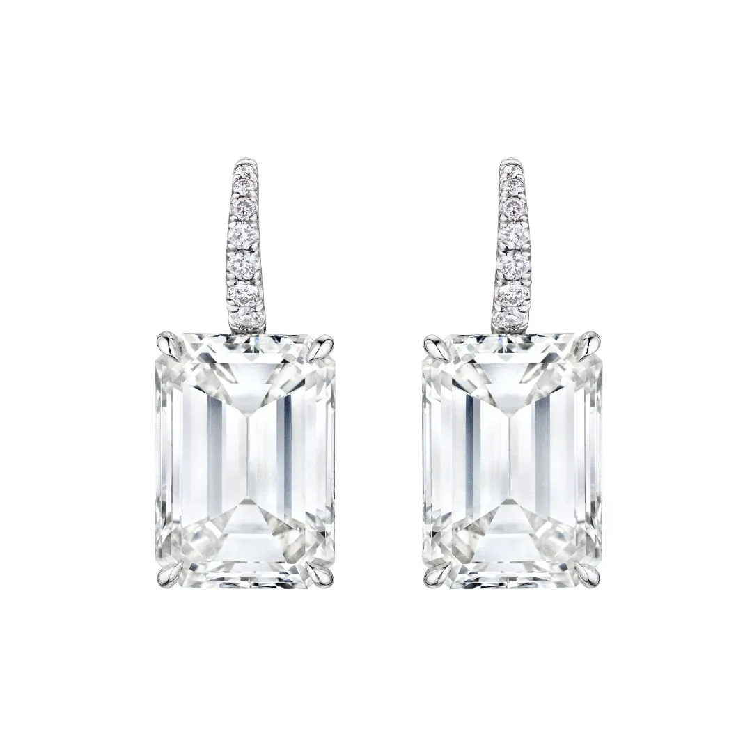 'Timeless Allure' Emerald Cut Diamond Earrings, 7 CT Each