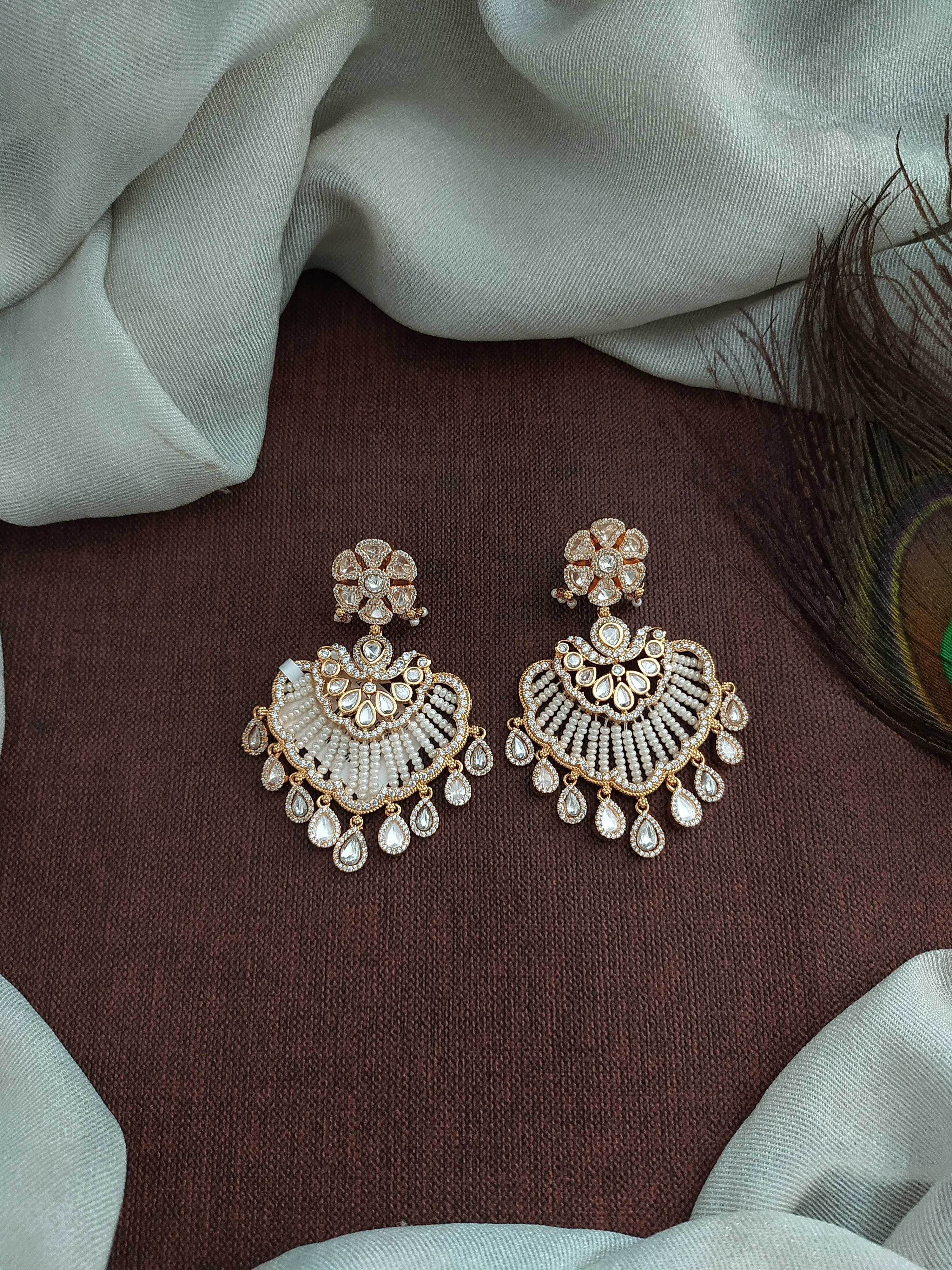 Timeless Elegance Blooms Floral Design Kundan/Polki Earrings