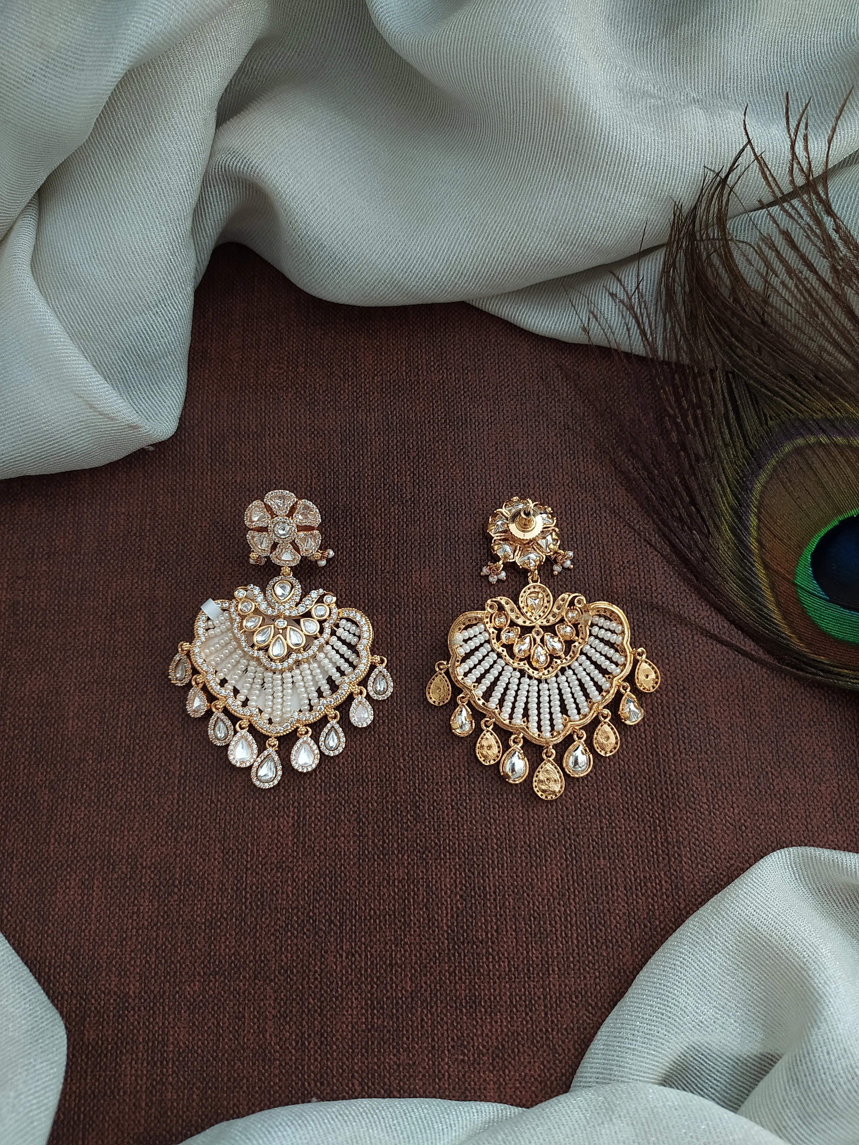 Timeless Elegance Blooms Floral Design Kundan/Polki Earrings