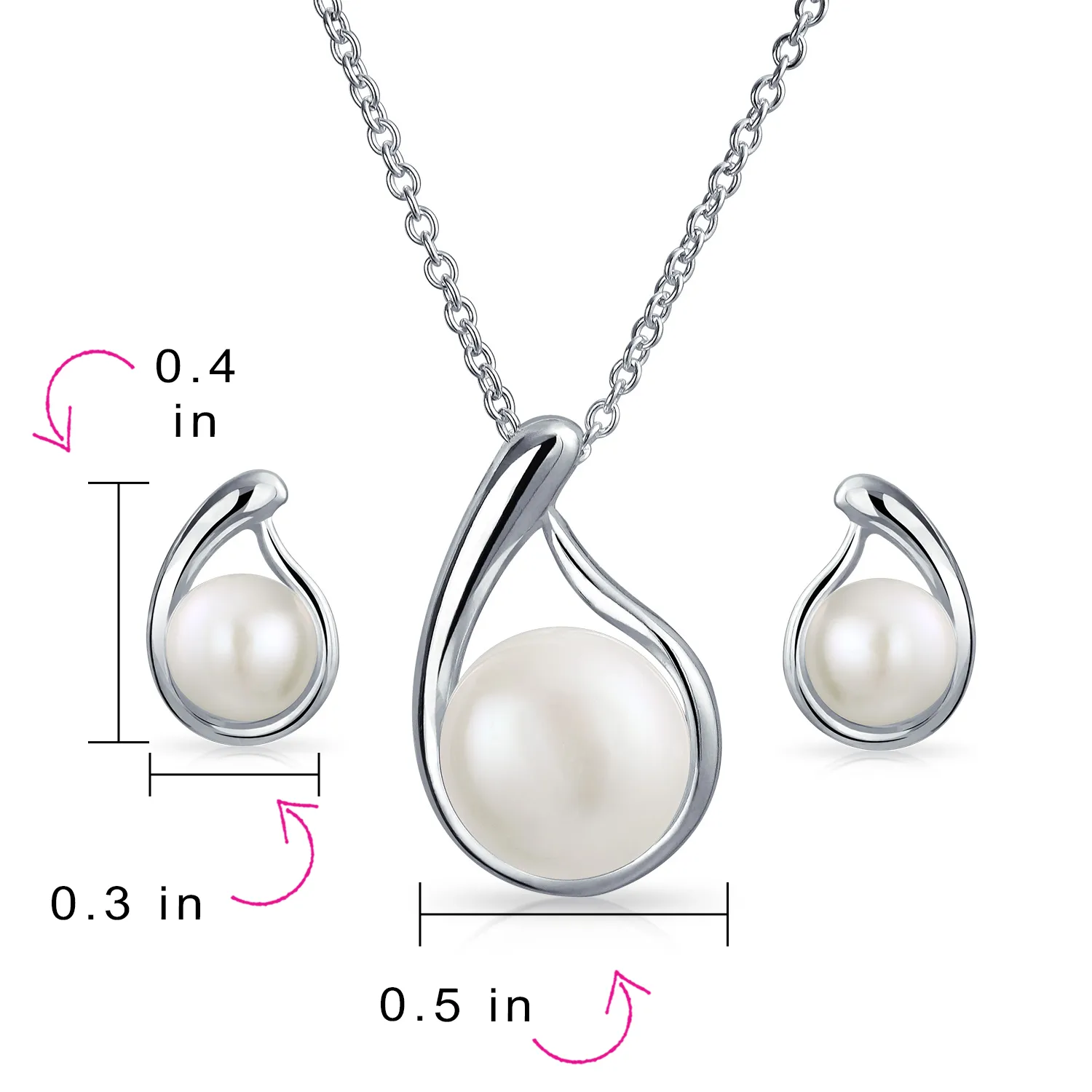 Timeless Elegance Pearl Pendant Necklace & Earrings Set in Sterling Silver