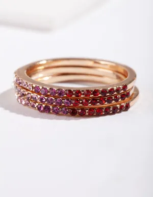 Tones of Red Ombre Diamante Ring Pack