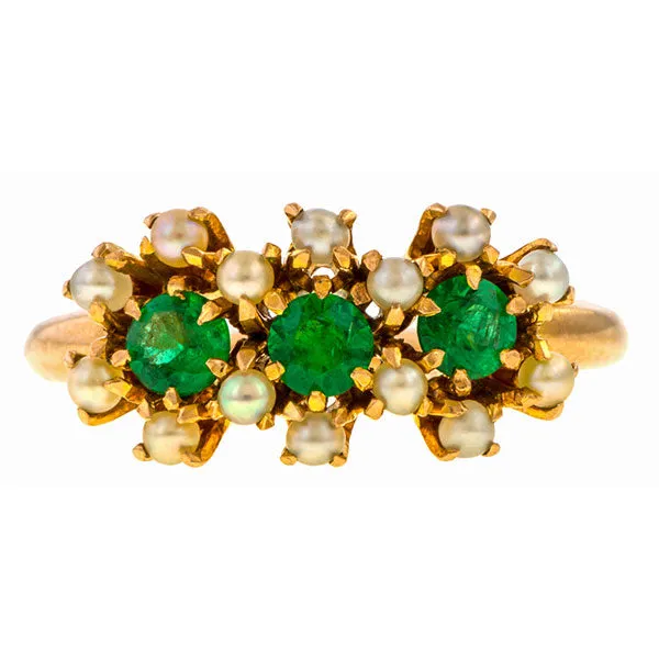 Victorian Emerald & Pearl Ring