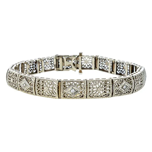 Vintage Filigree Diamond Bracelet