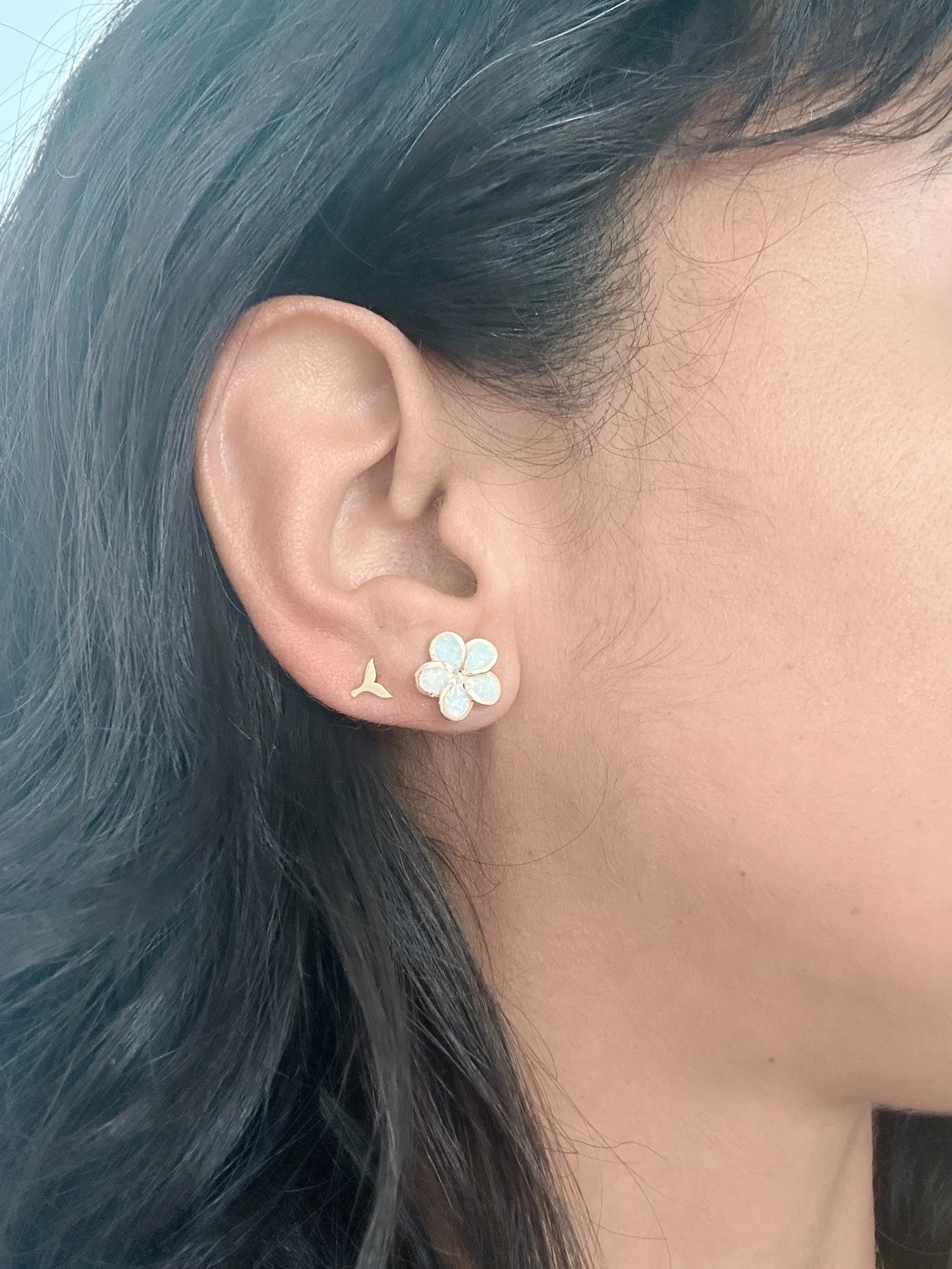 White Plumaria Studs