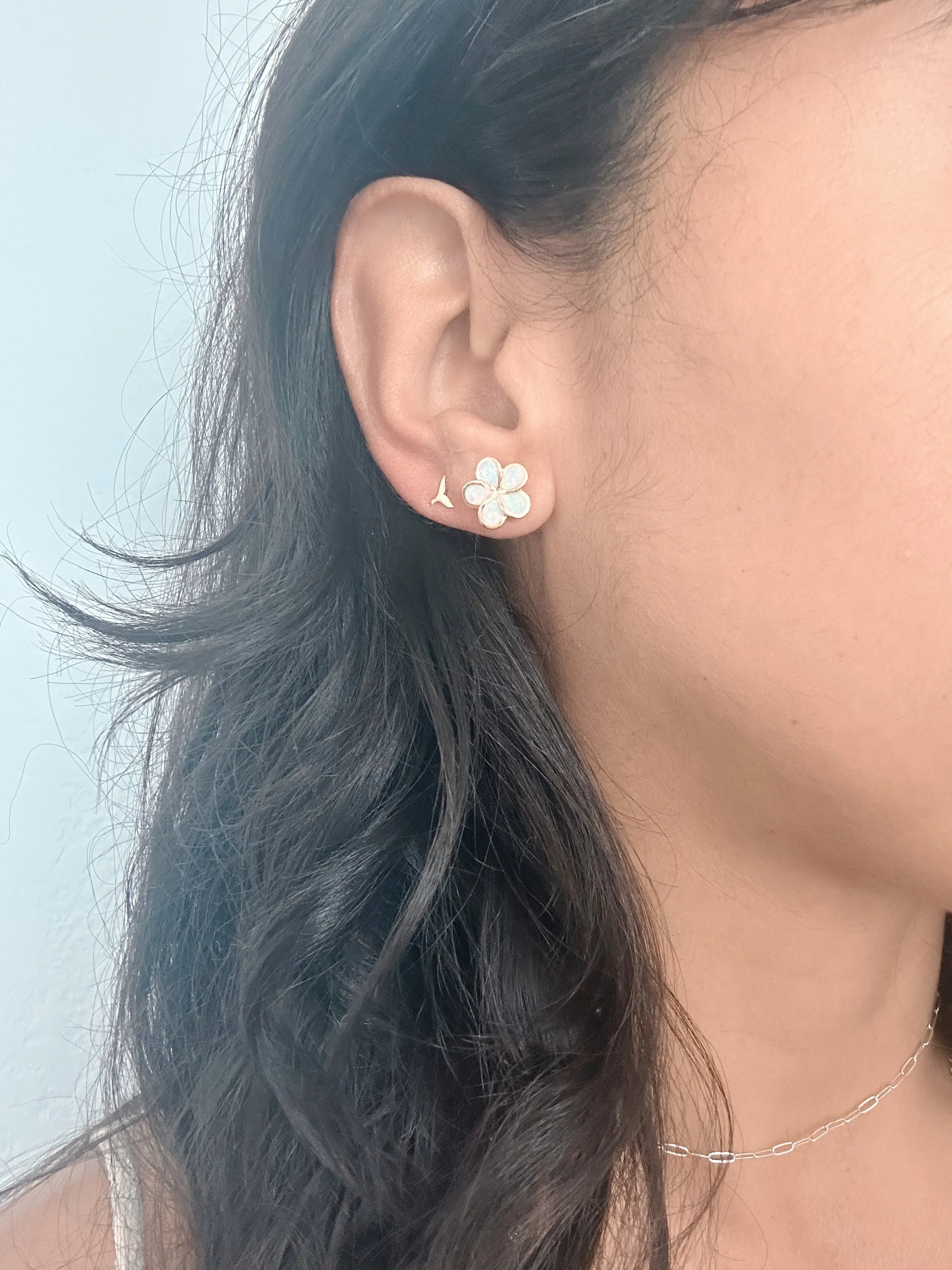 White Plumaria Studs