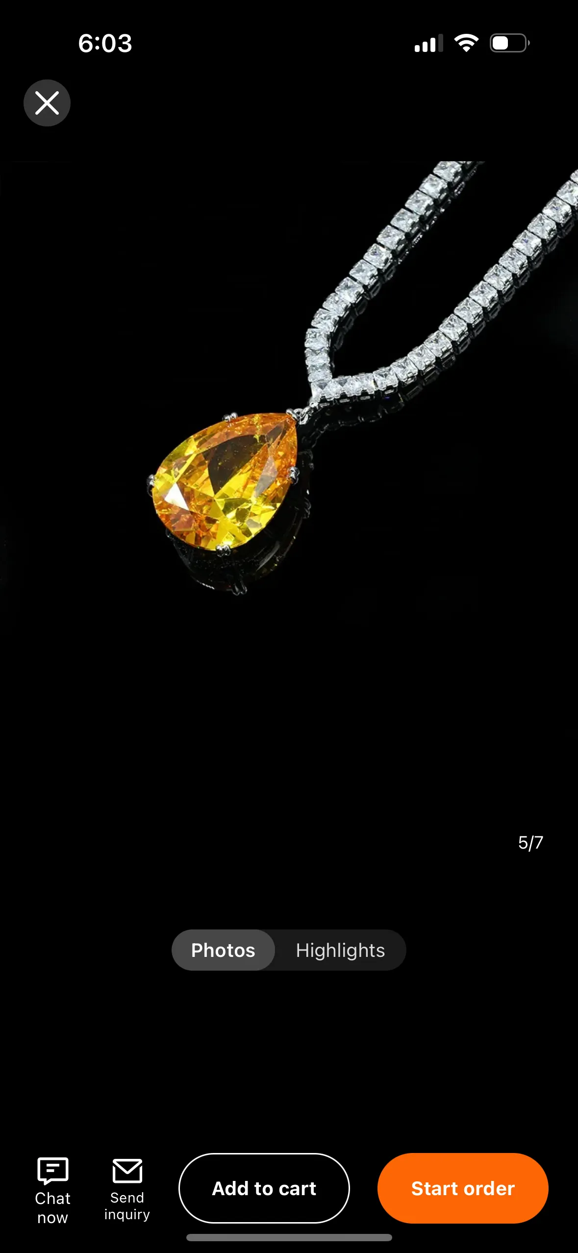 Yellow large crystal necklace set