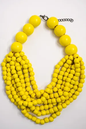 Yellow Wooden Beaded Necklace