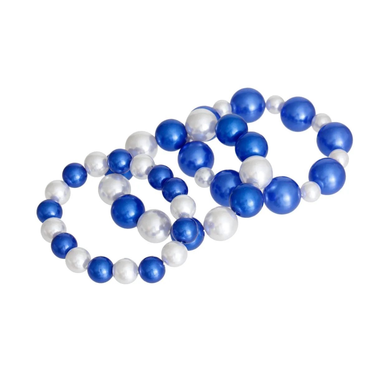 Zeta Phi Beta Inspired Bracelets Blue and White Pearl 3 Pcs Bracelets