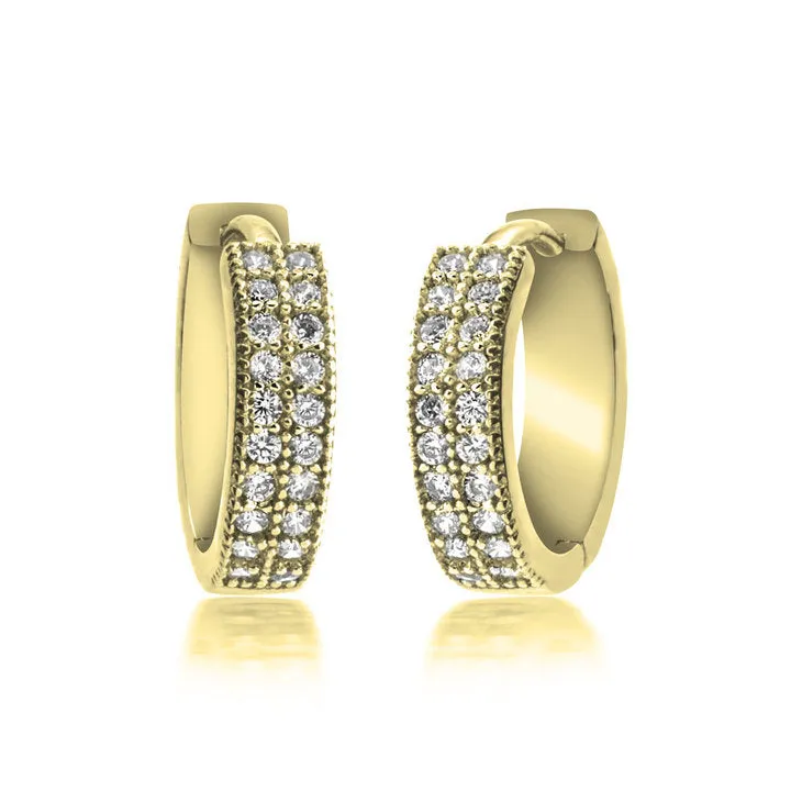 Zirconia Hoop Earrings - 24k Gold Plated